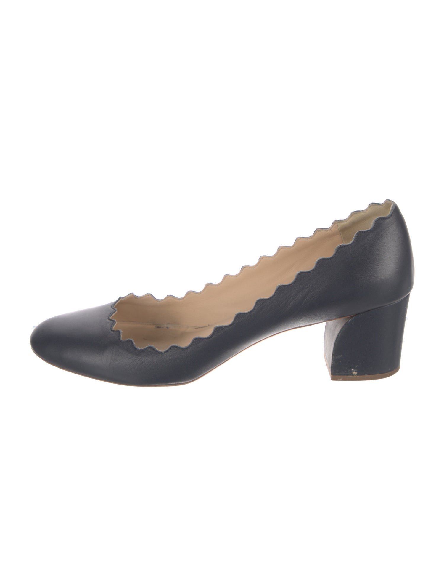 Chloé Leather Scalloped Accent Pumps