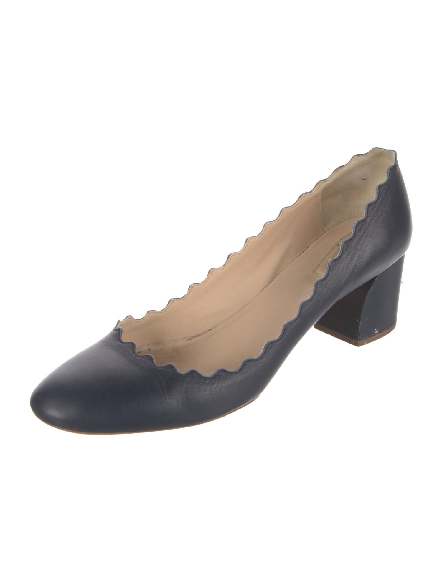 Chloé Leather Scalloped Accent Pumps