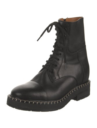 Chloé Leather Whipstitch Trim Combat Boots