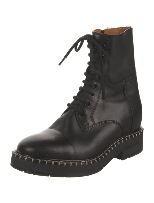 Chloé Leather Whipstitch Trim Combat Boots