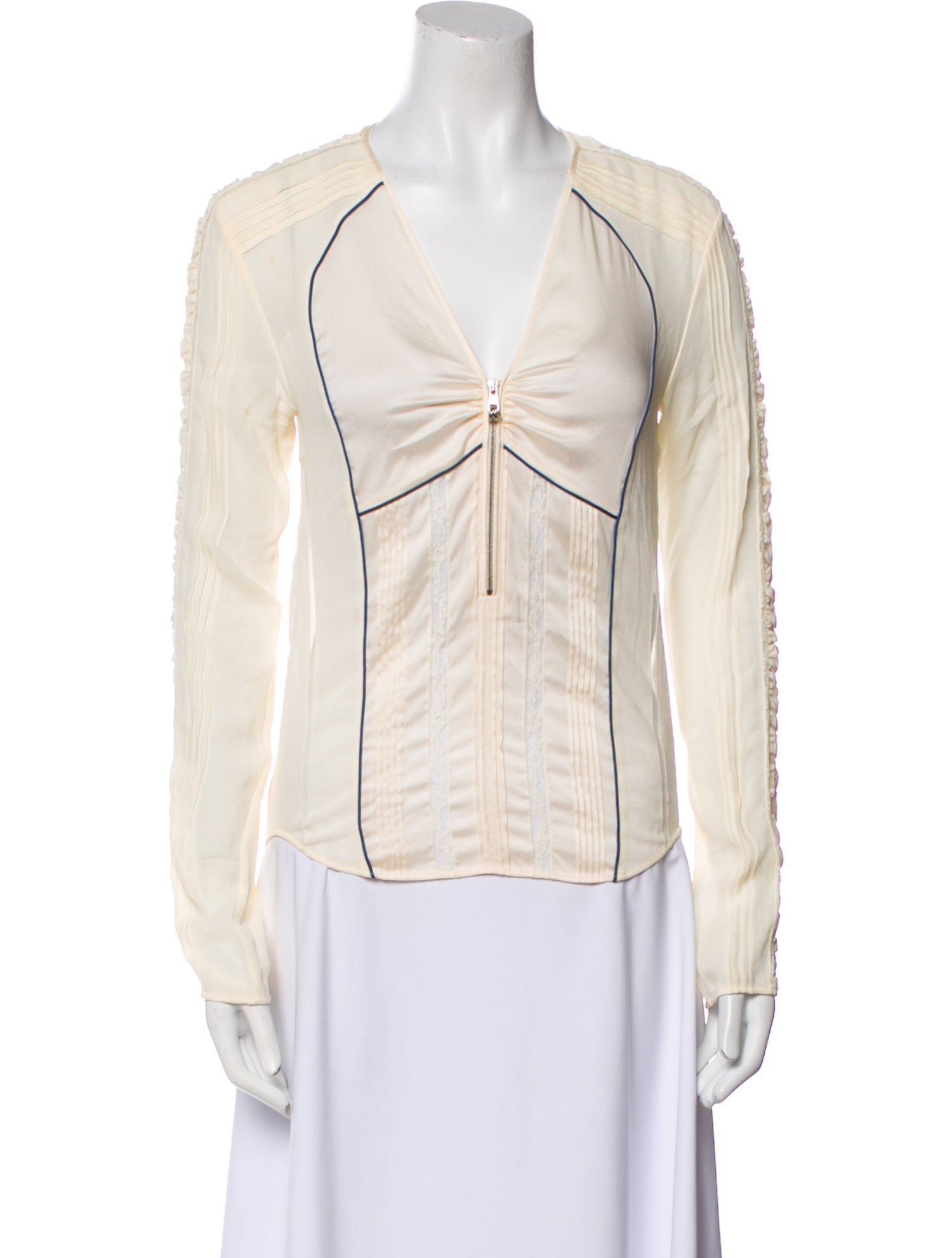 Chloé Silk V-Neck Button-Up Top