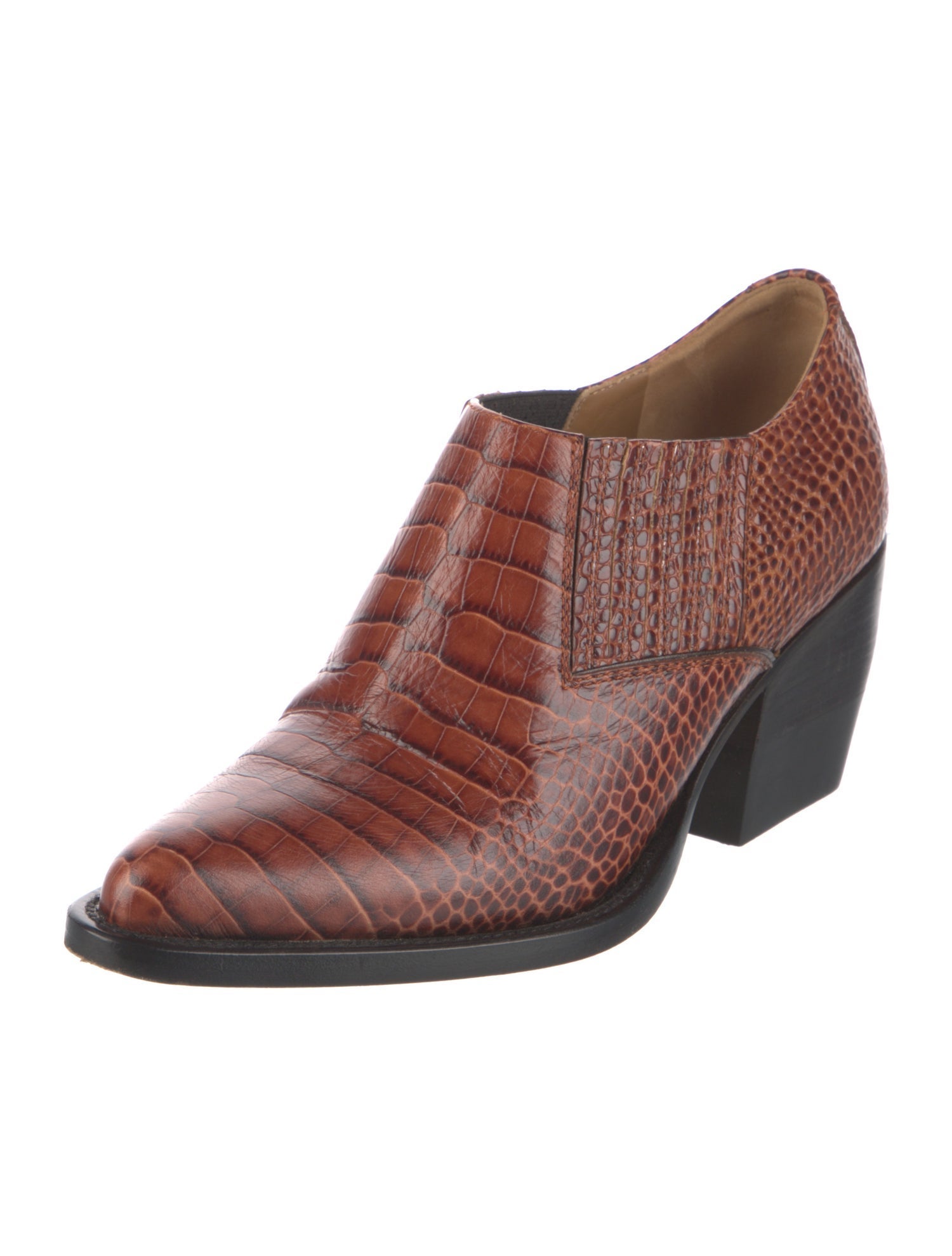 Chloé Leather Animal Print Western Boots