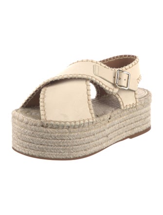 Chloé Leather Whipstitch Trim Espadrilles