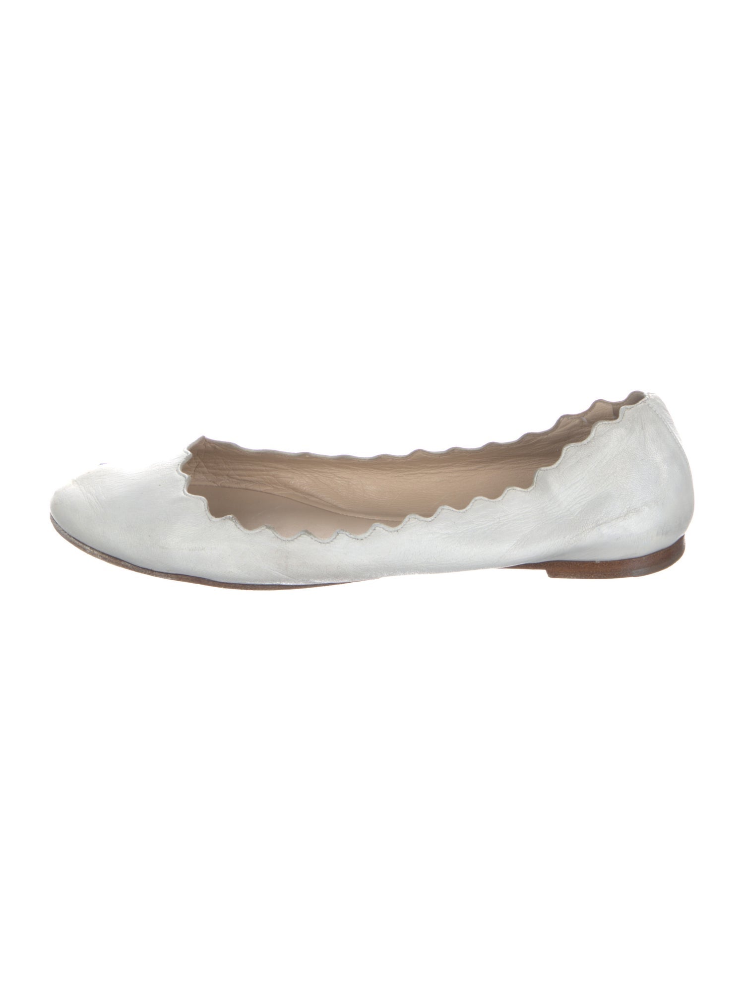 Chloé Leather Scalloped Accent Ballet Flats