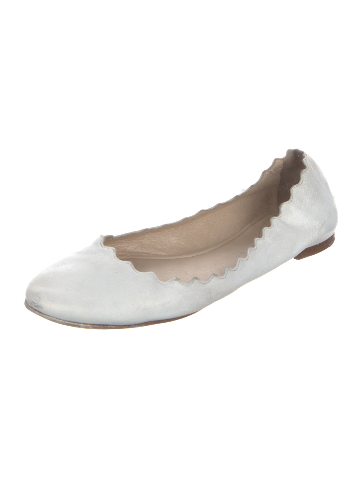 Chloé Leather Scalloped Accent Ballet Flats