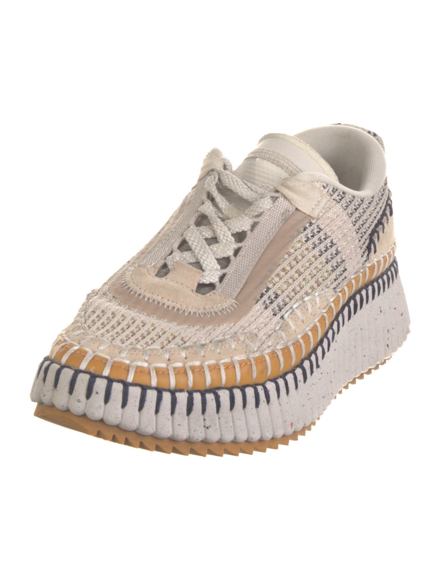 Chloé Colorblock Pattern Whipstitch Trim Espadrille Sneakers