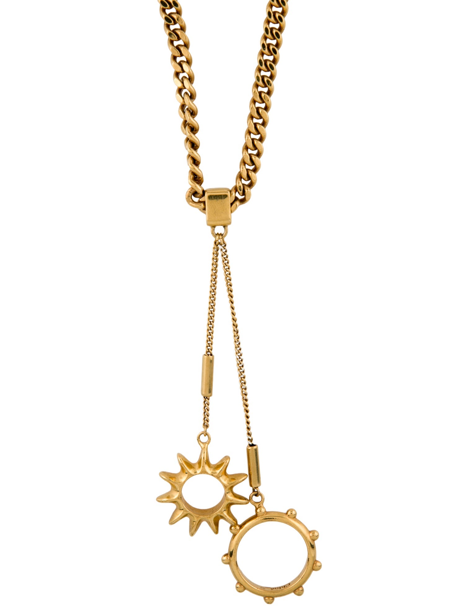 Chloé Chain Link Double Pendant Necklace