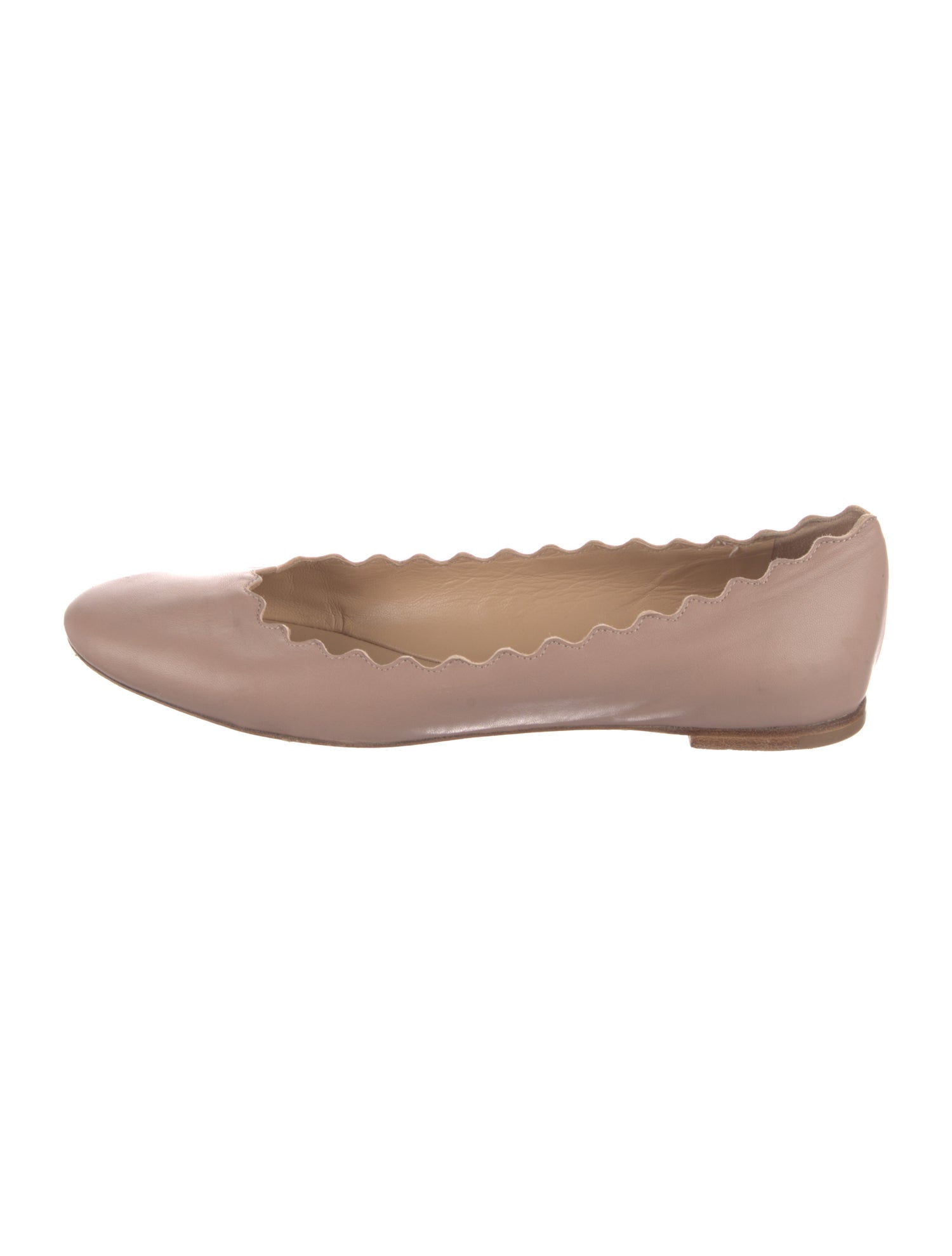 Chloé Leather Scalloped Accent Ballet Flats