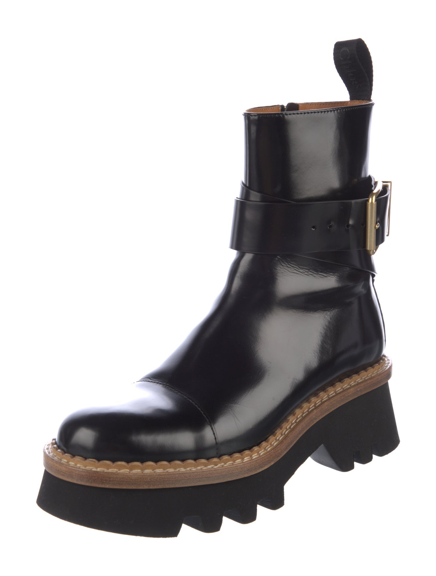 Chloé Patent Leather Combat Boots