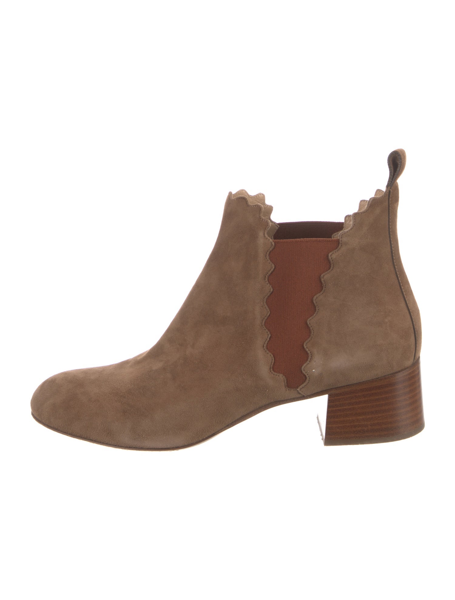 Chloé Suede Scalloped Accent Chelsea Boots