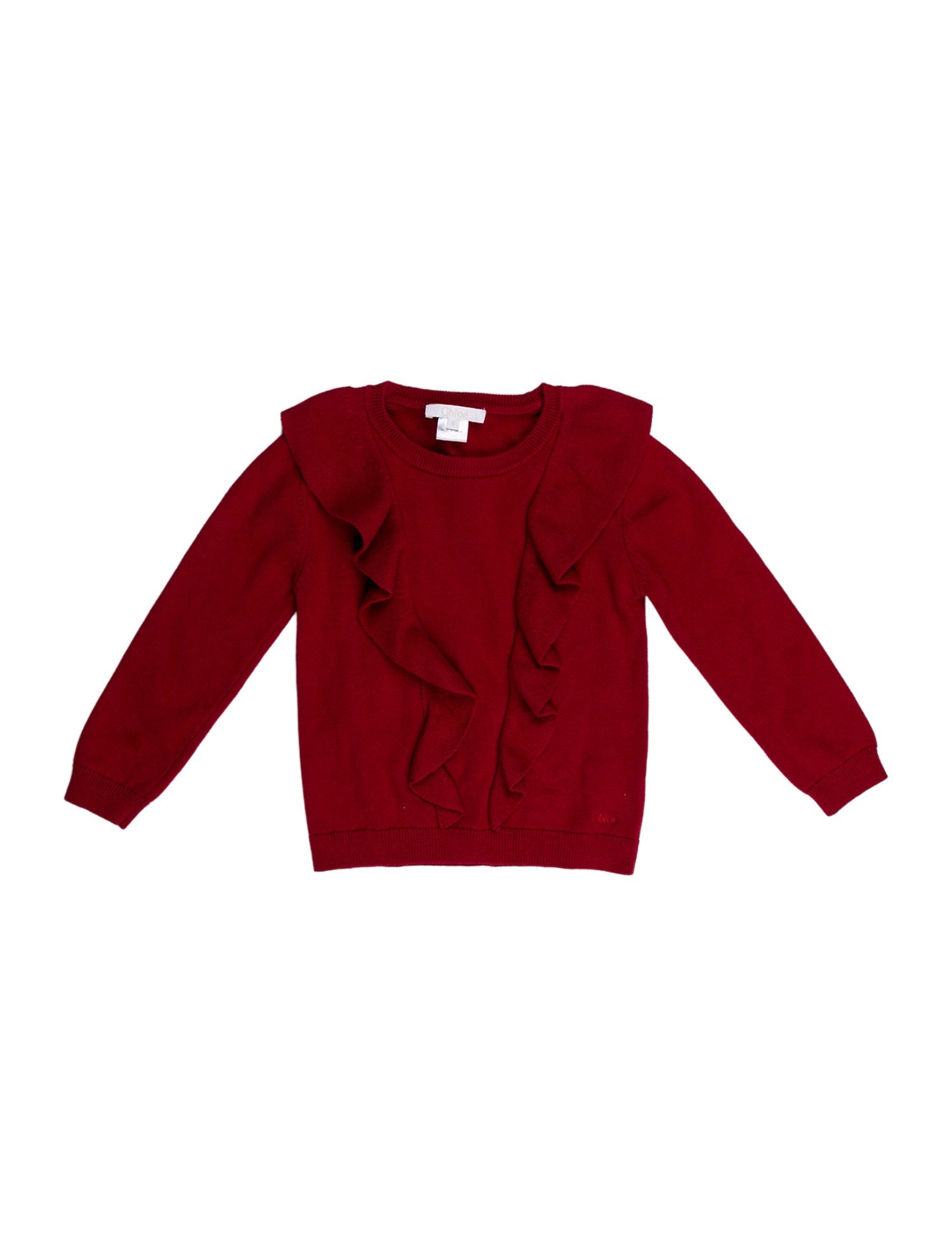 Chloé Girls' Ruffle-Trimmed Knit Sweater
