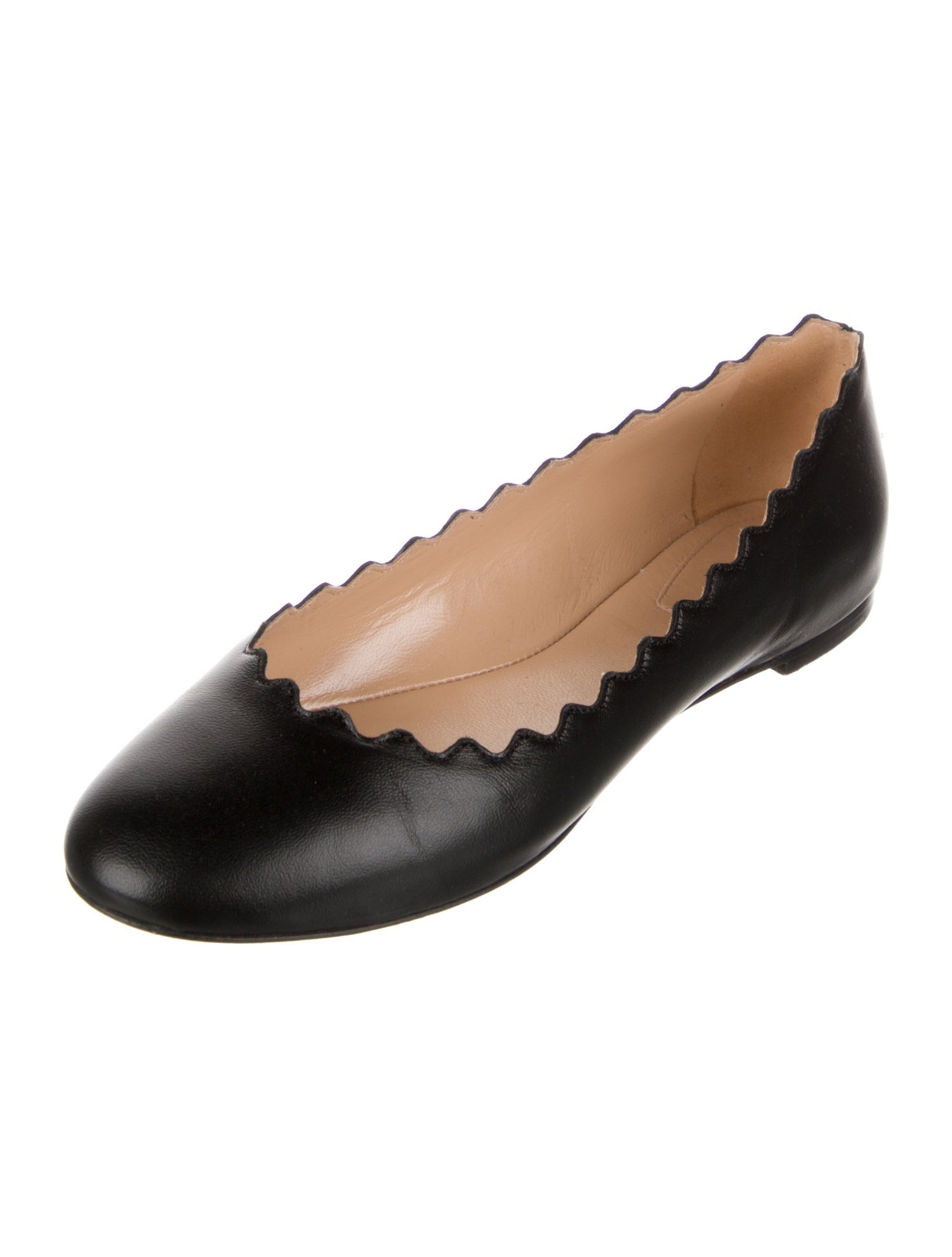 Chloé Leather Scalloped Accent Ballet Flats