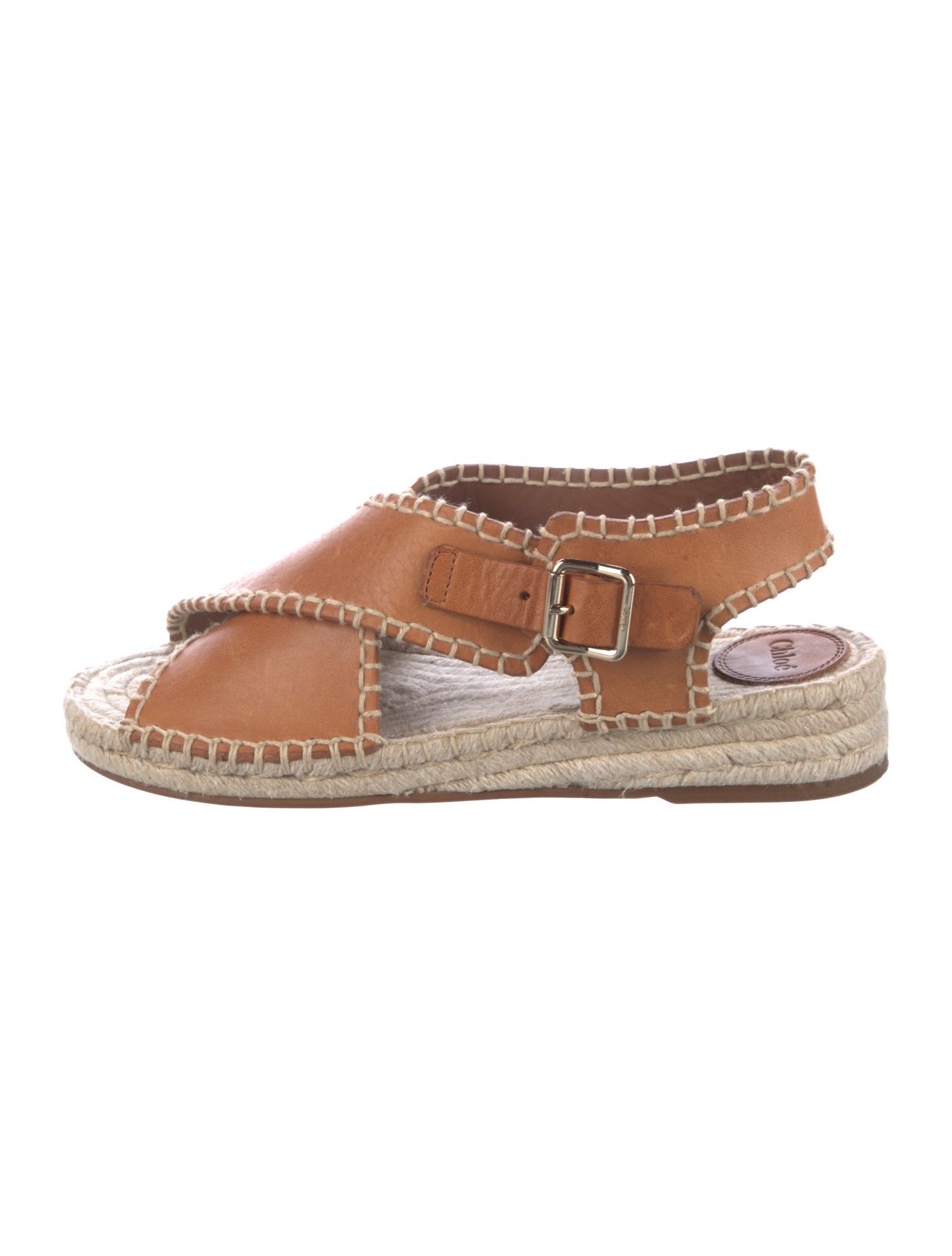 Chloé Leather Whipstitch Trim Espadrilles