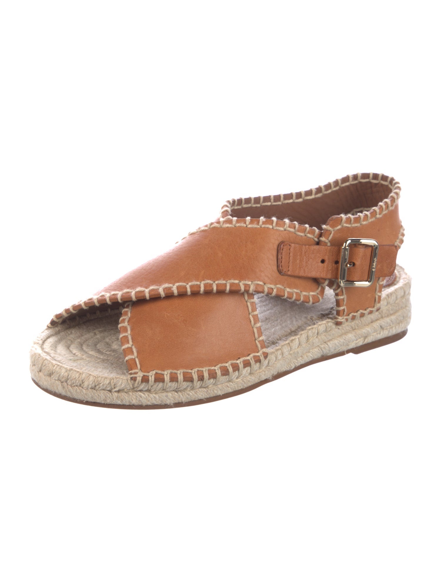 Chloé Leather Whipstitch Trim Espadrilles