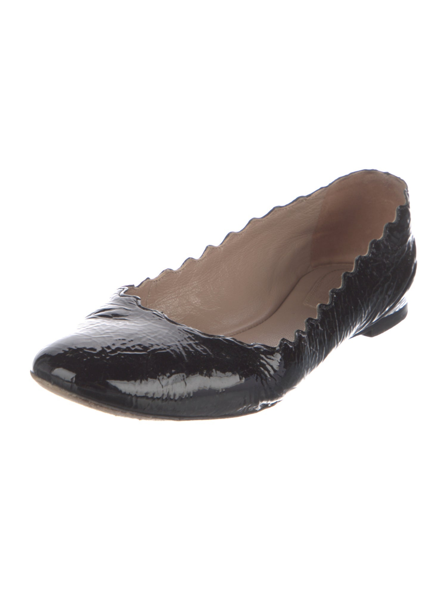 Chloé Patent Leather Scalloped Accent Ballet Flats