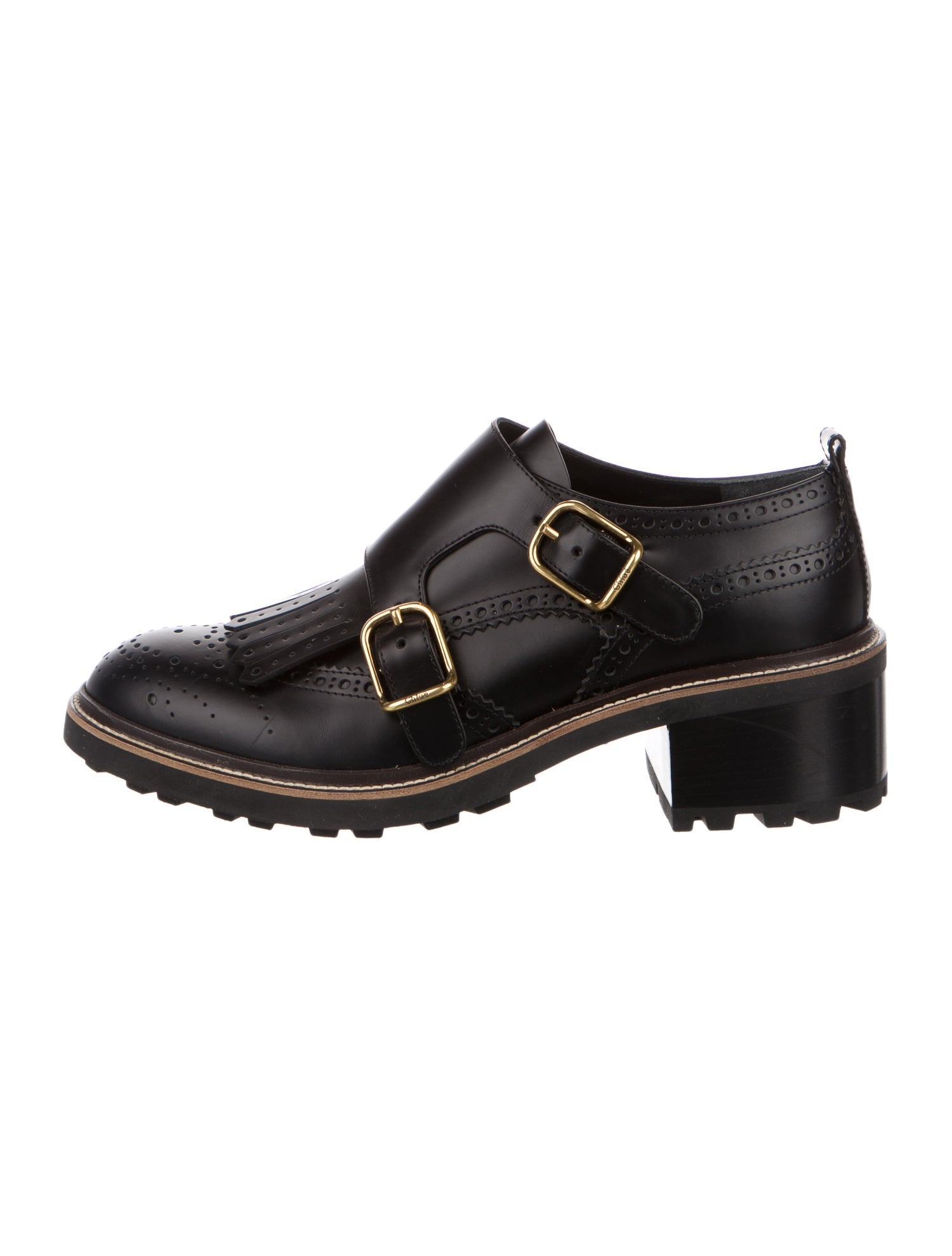 Chloé Leather Studded Accents Oxfords
