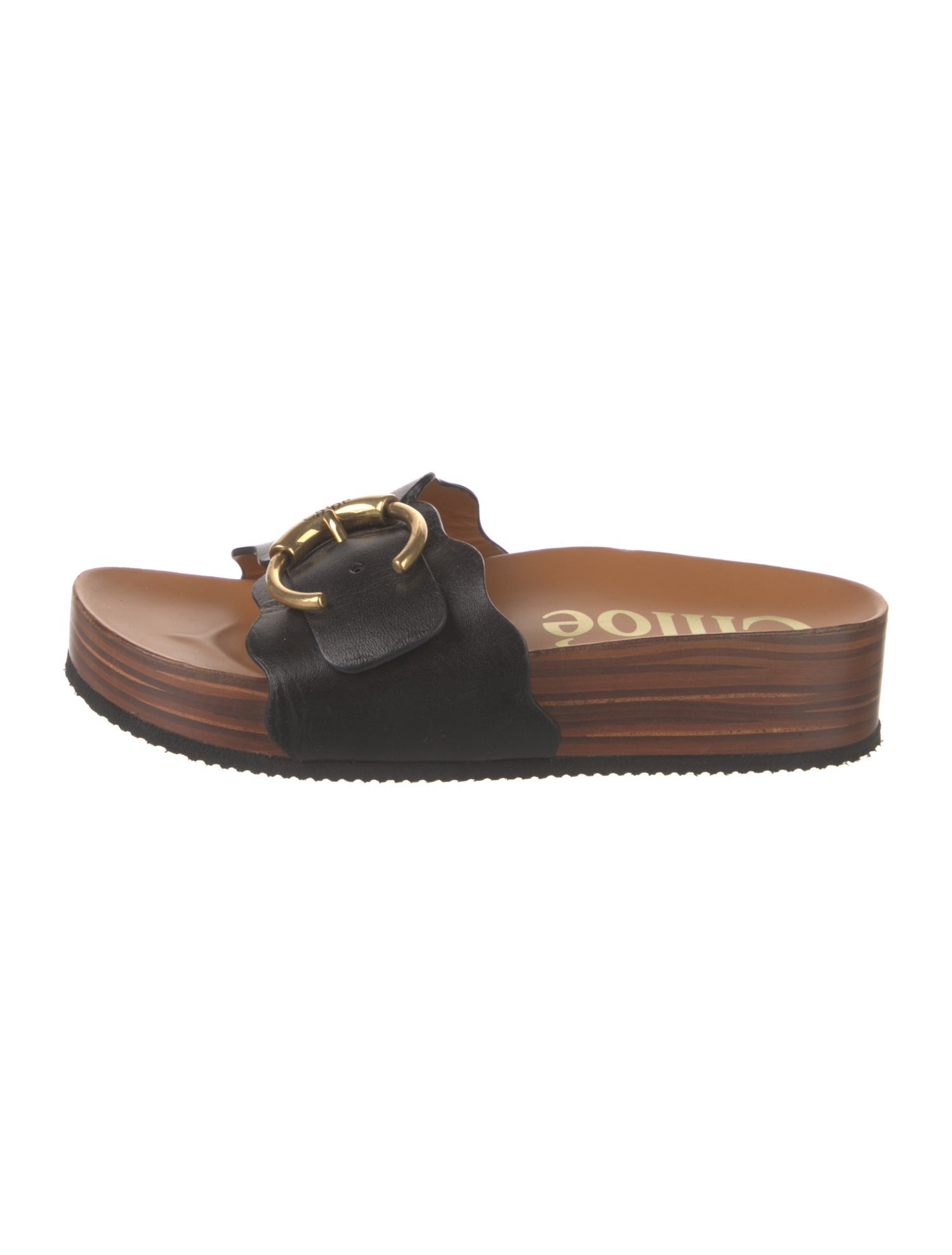 Chloé Leather Scalloped Accent Slides