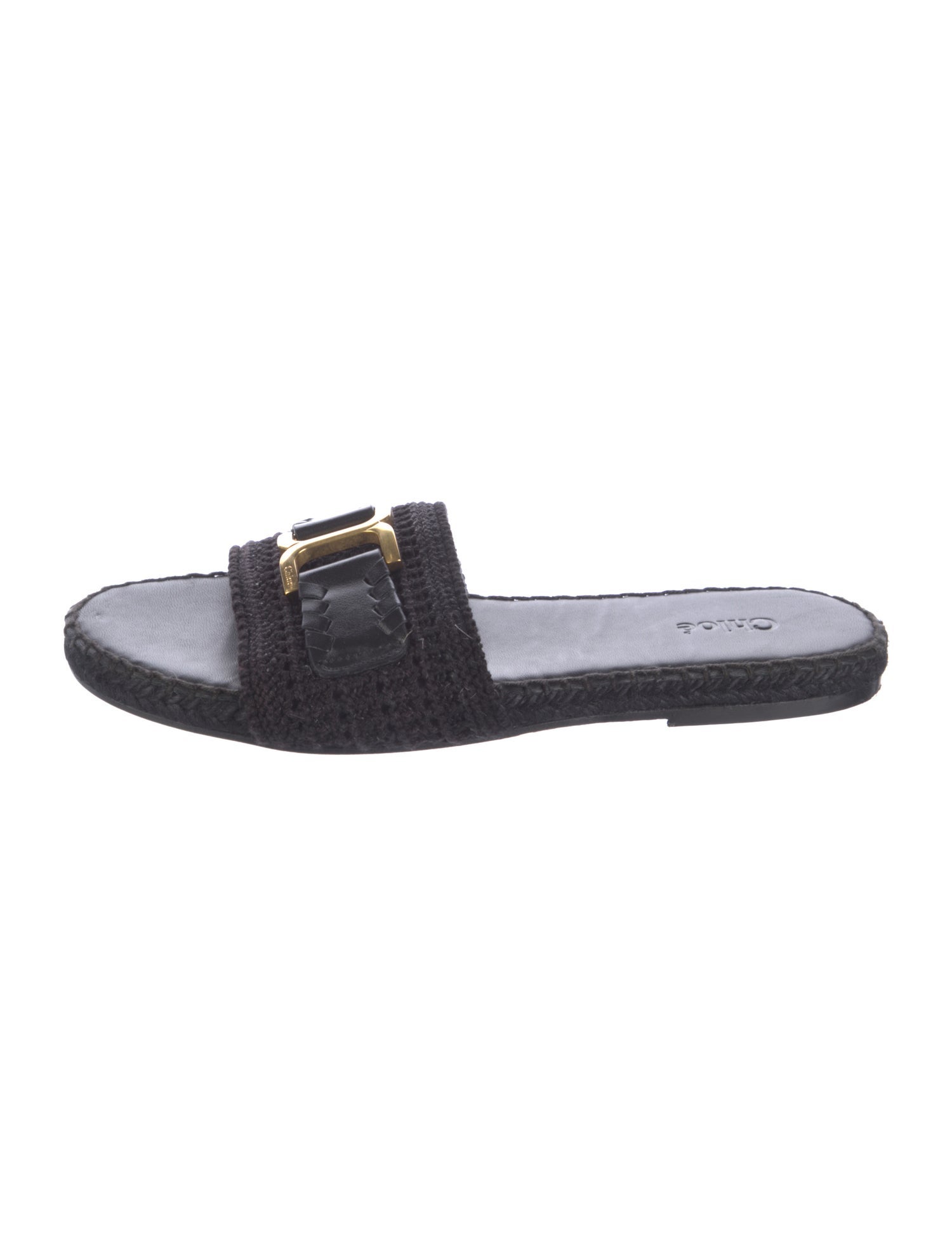 Chloé Leather Leather Trim Embellishment Slides
