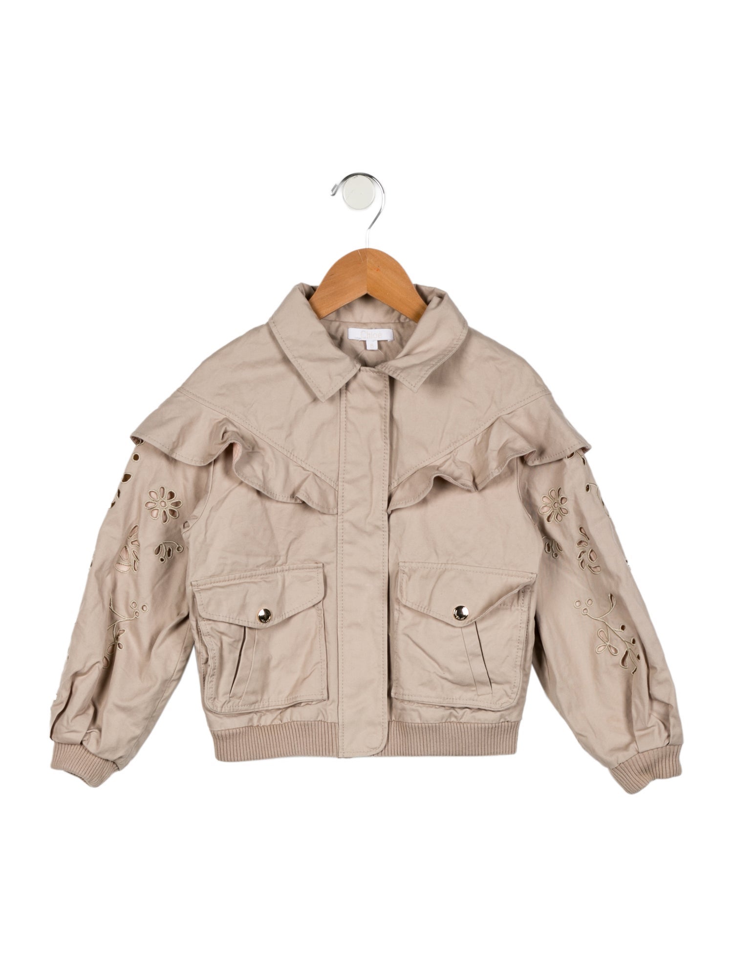 Chloé Girls' Embroidered Long Sleeve Jacket