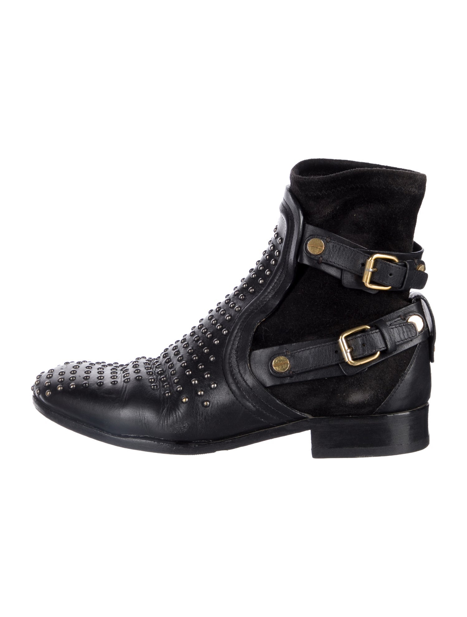 Chloé Leather Studded Accents Combat Boots