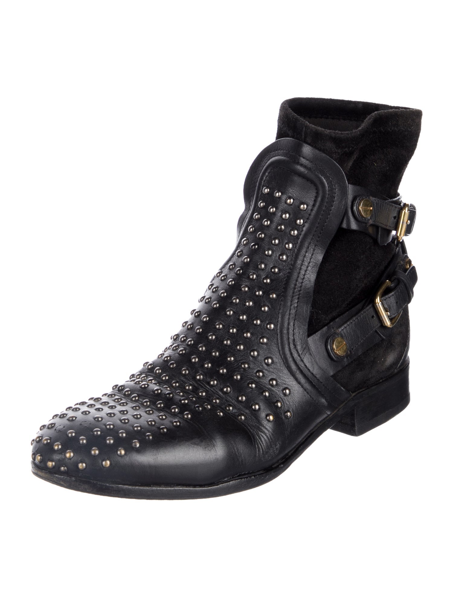 Chloé Leather Studded Accents Combat Boots