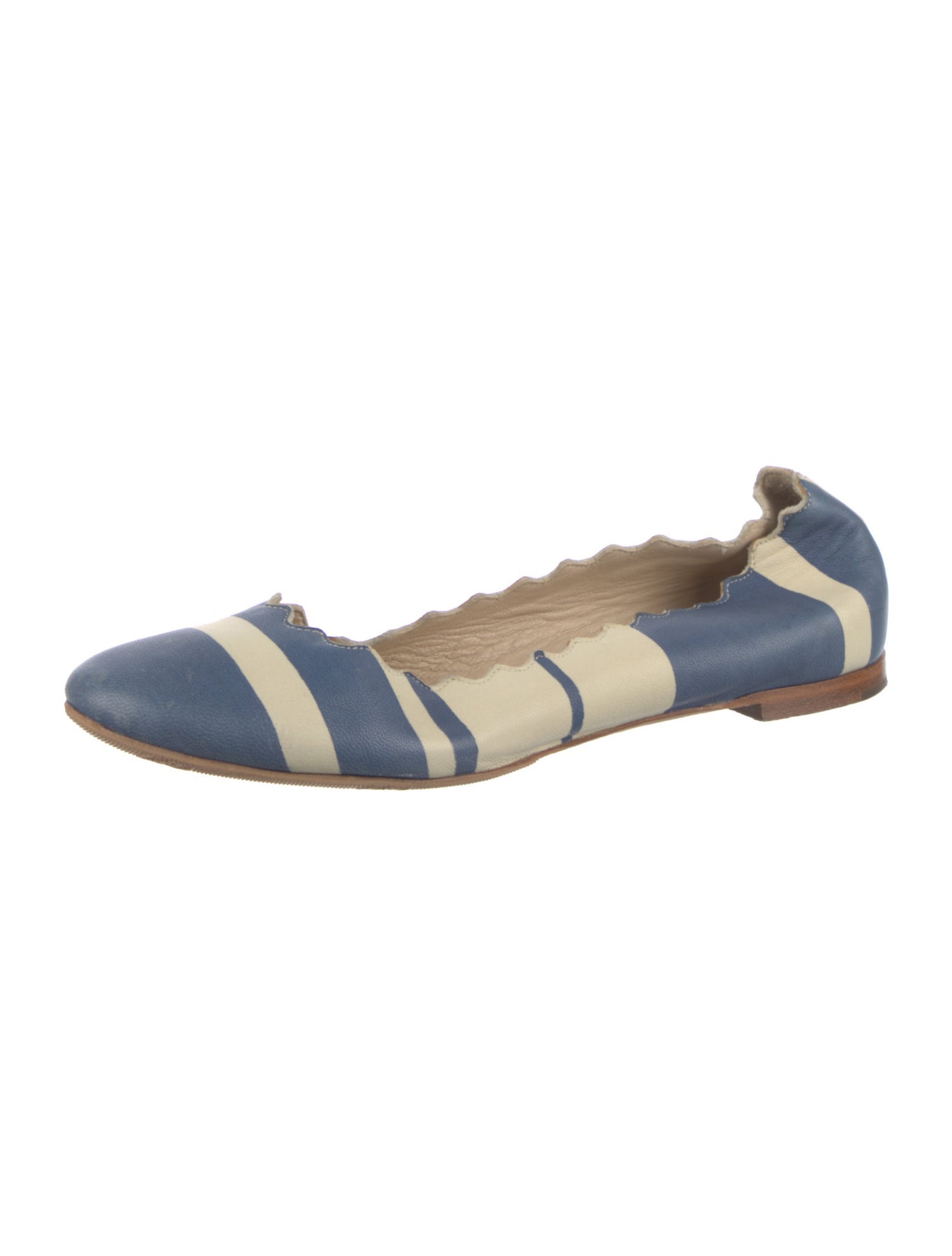 Chloé Leather Striped Ballet Flats
