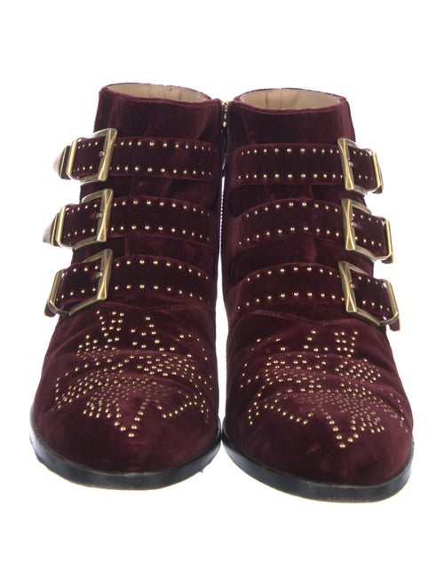 Chloé Velvet Colorblock Pattern Lace-Up Boots