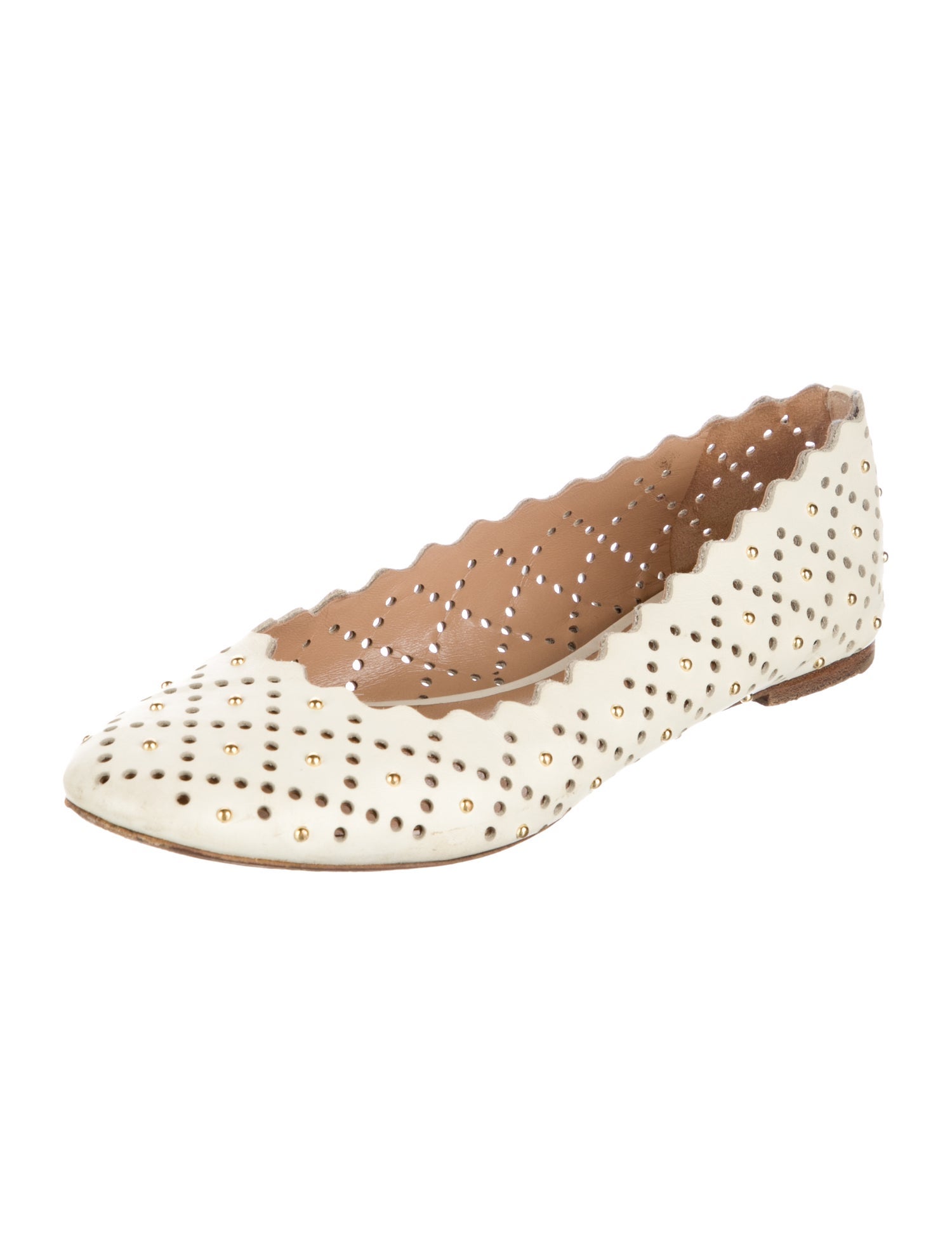 Chloé Leather Studded Accents Flats