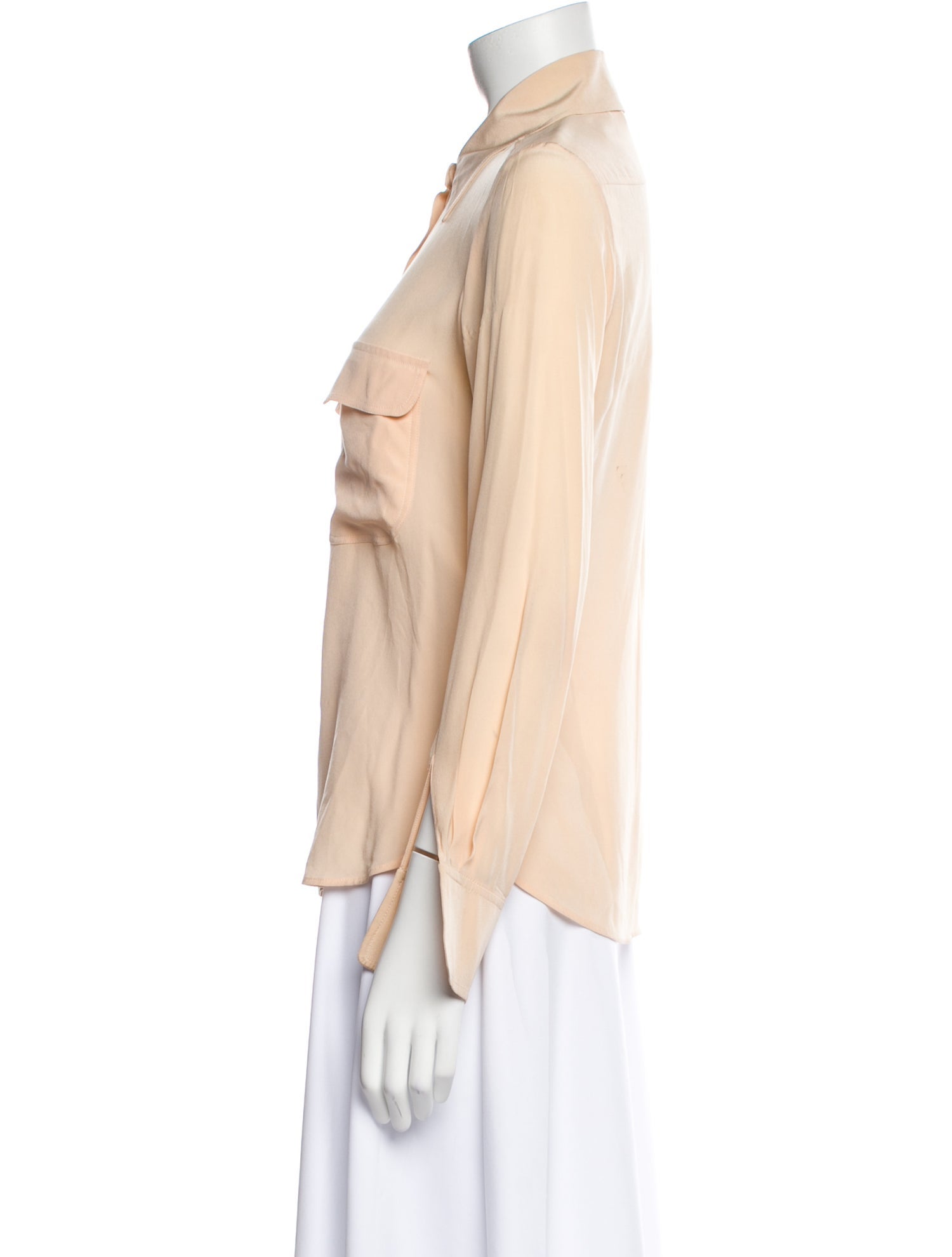 Chloé Silk Three-Quarter Sleeve Button-Up Top