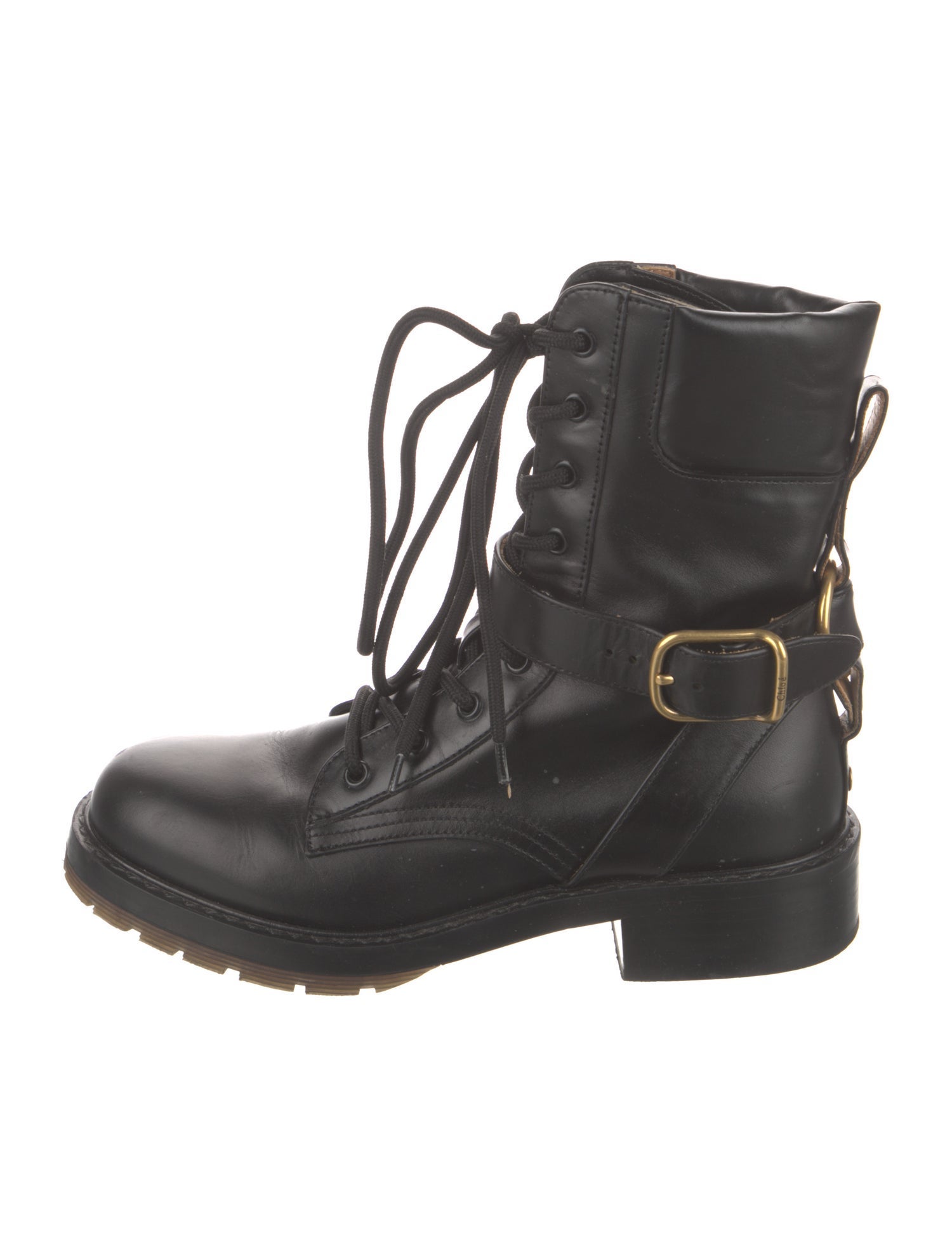 Chloé Leather Combat Boots