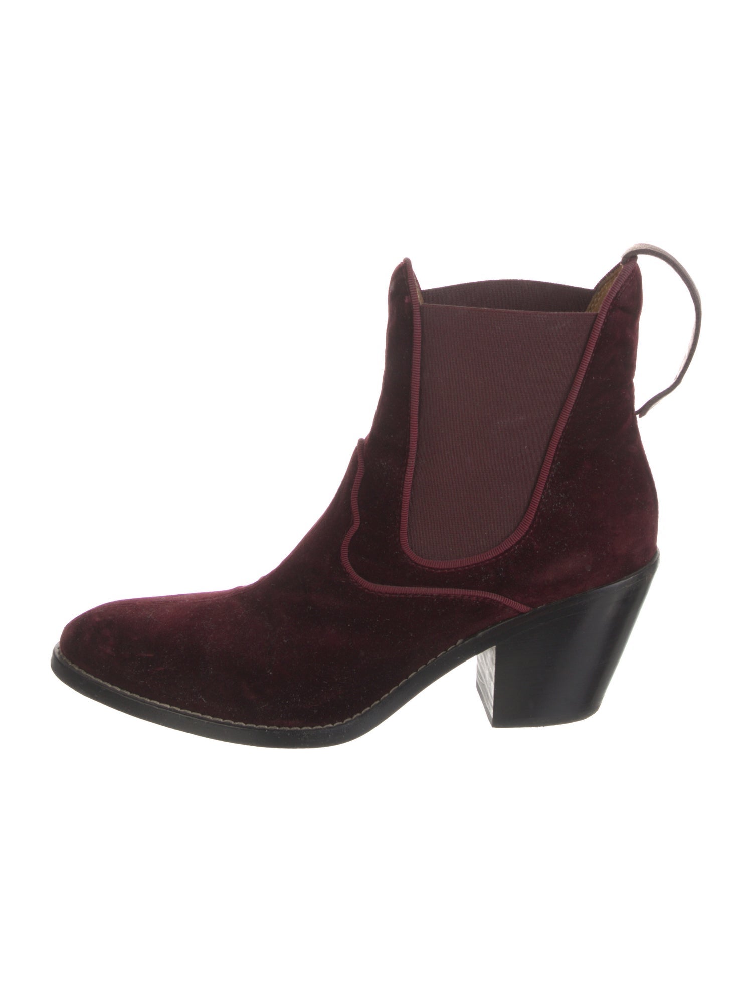 Chloé Velvet Grosgrain Trim Chelsea Boots