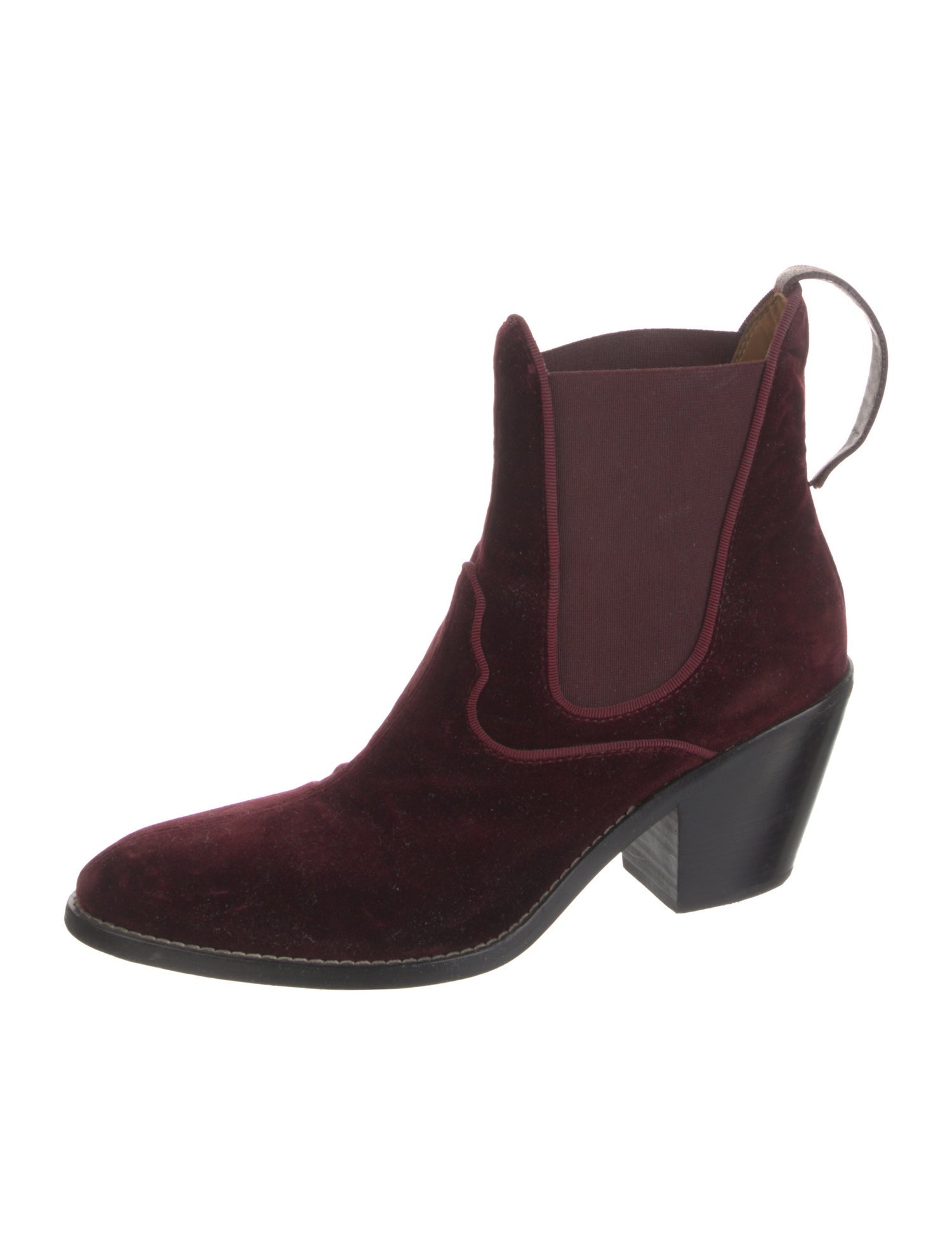 Chloé Velvet Grosgrain Trim Chelsea Boots