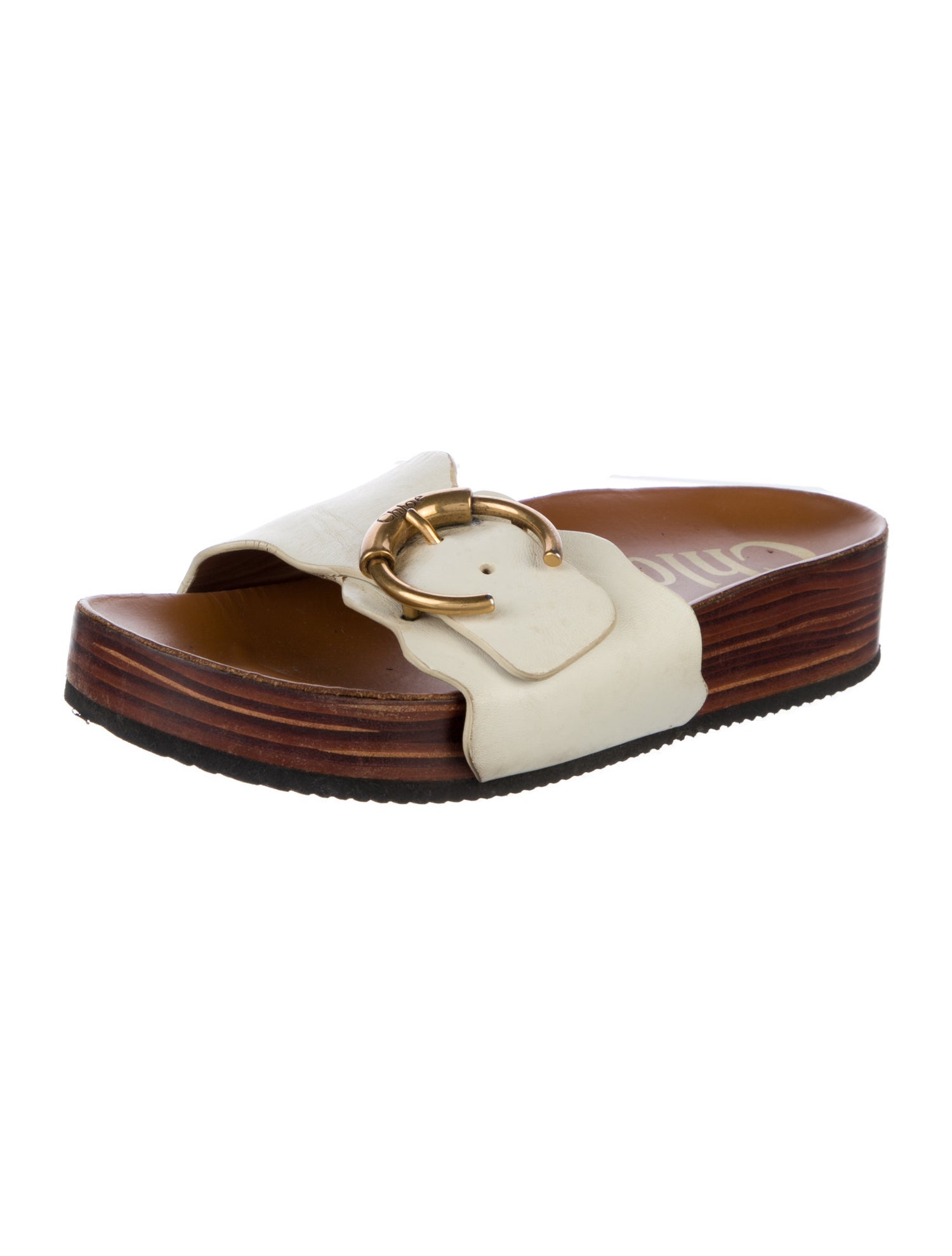 Chloé Leather Colorblock Pattern Slides
