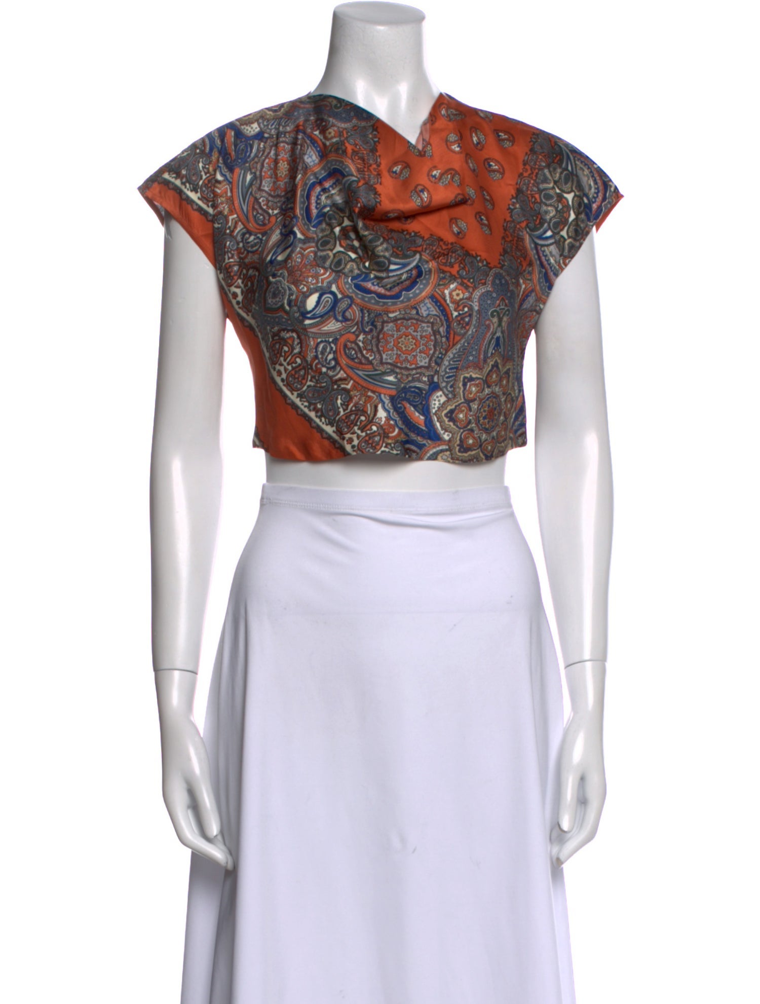 Chloé Paisley Print One-Shoulder Crop Top