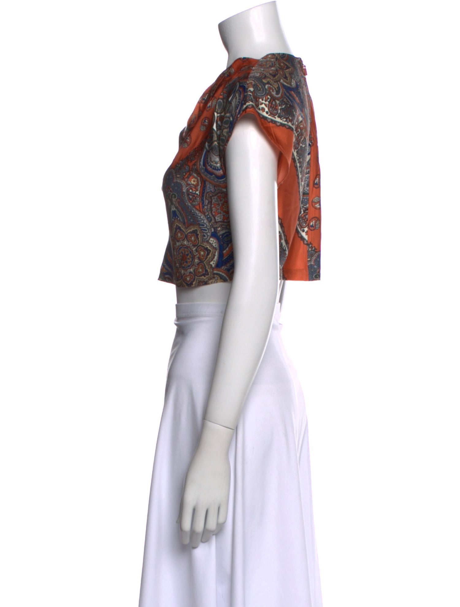 Chloé Paisley Print One-Shoulder Crop Top