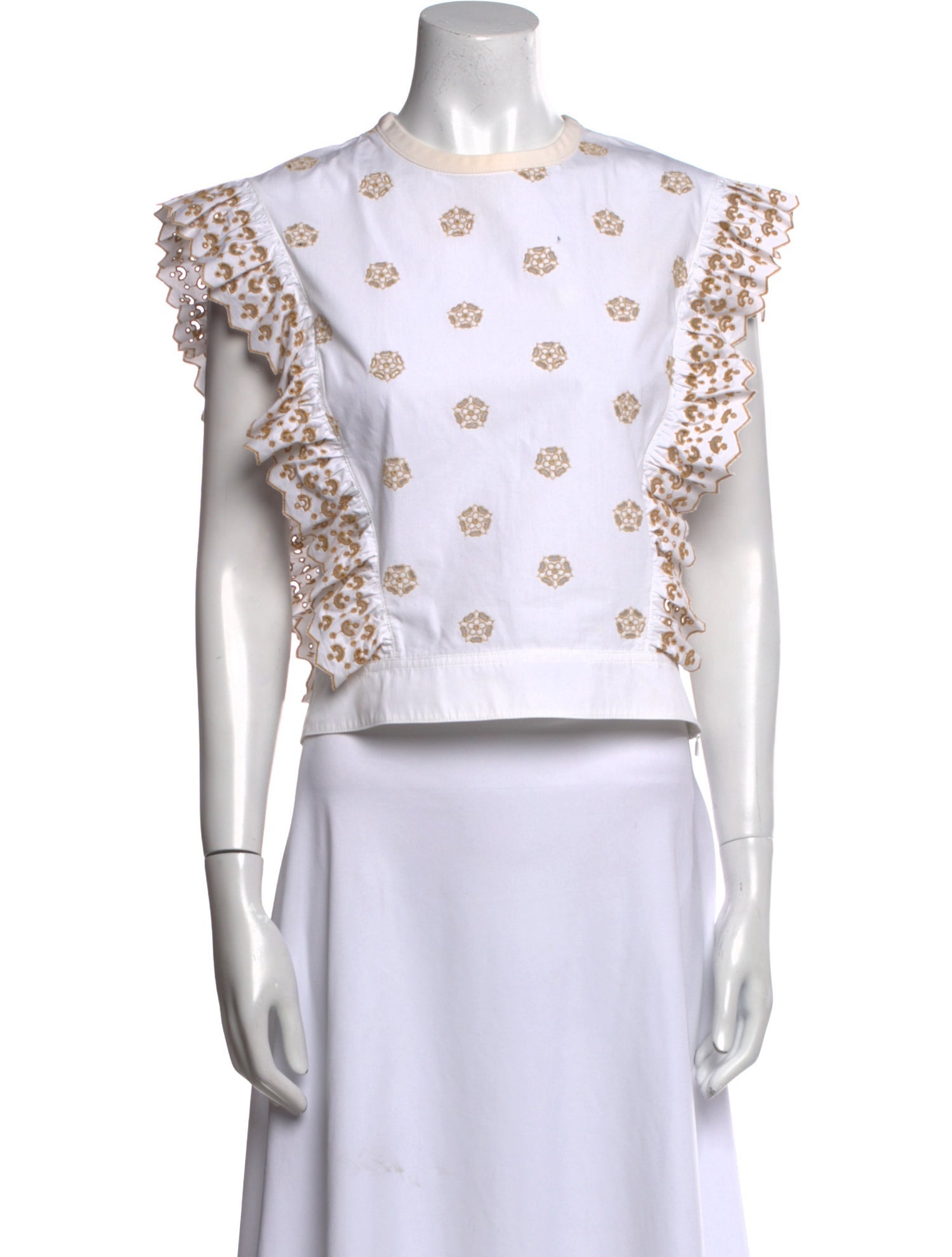 Chloé Printed Crew Neck Crop Top