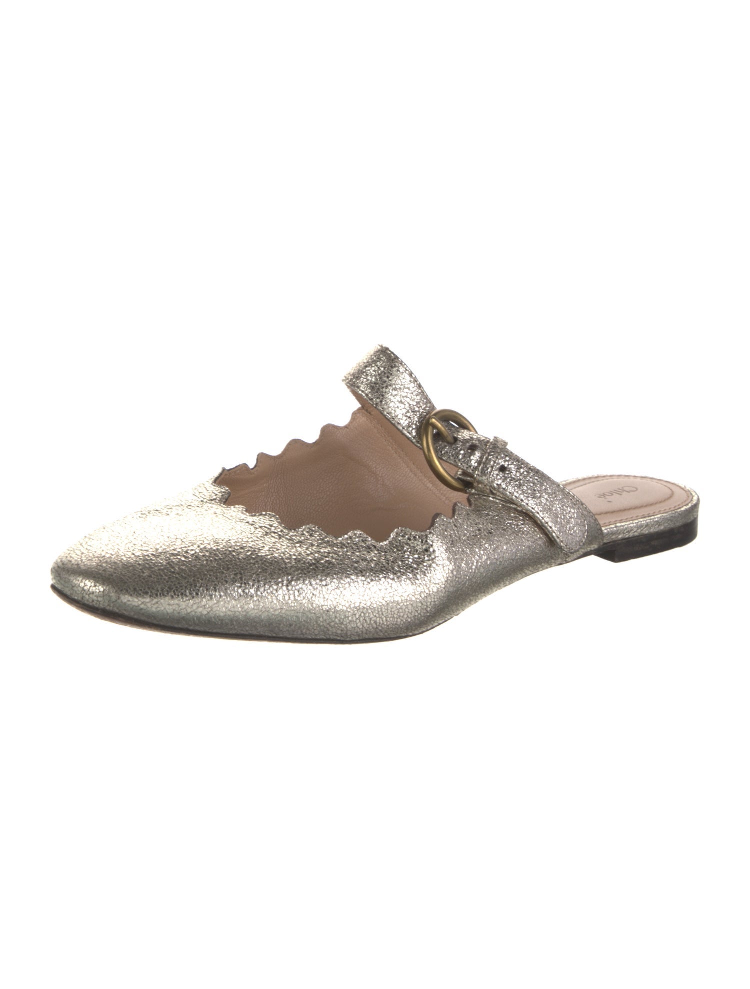 Chloé Leather Scalloped Accent Mules