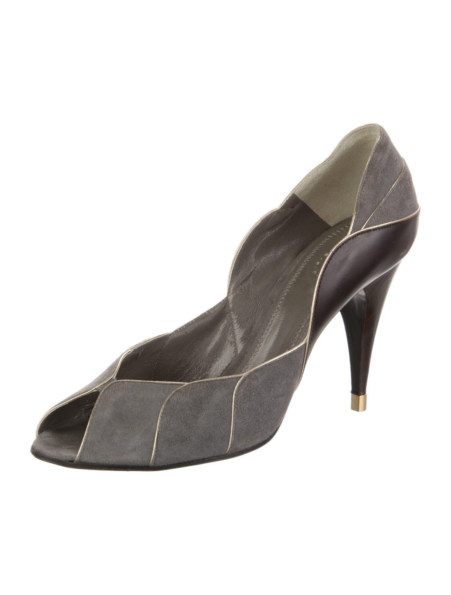 Chloé Suede Colorblock Pattern D'Orsay Pumps