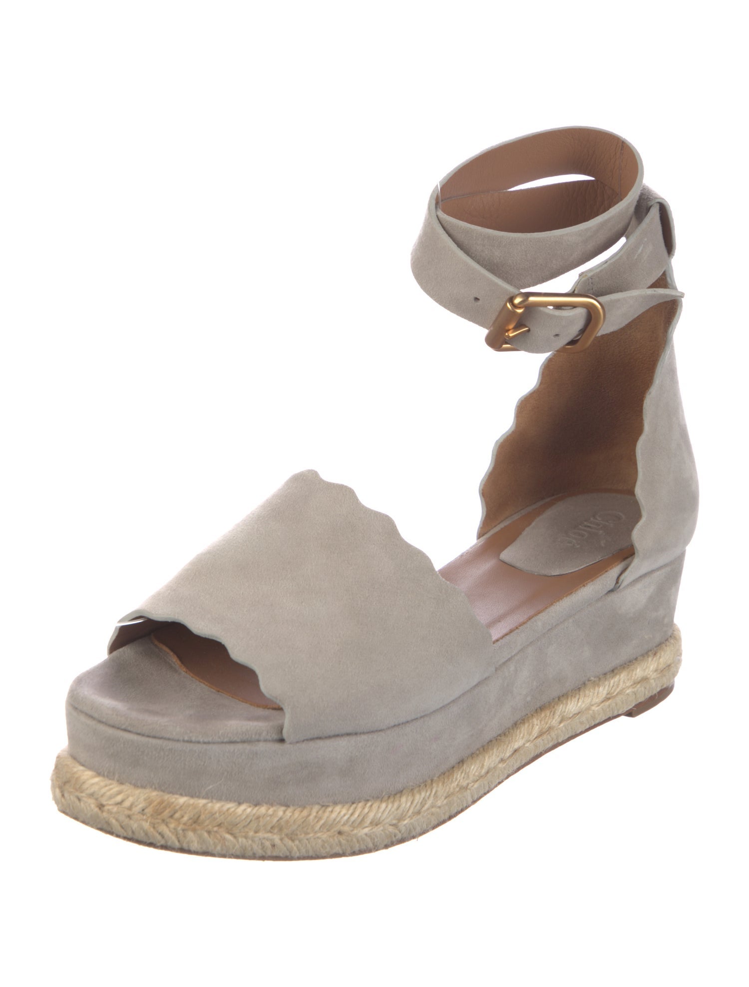 Chloé Suede Scalloped Accent Espadrilles