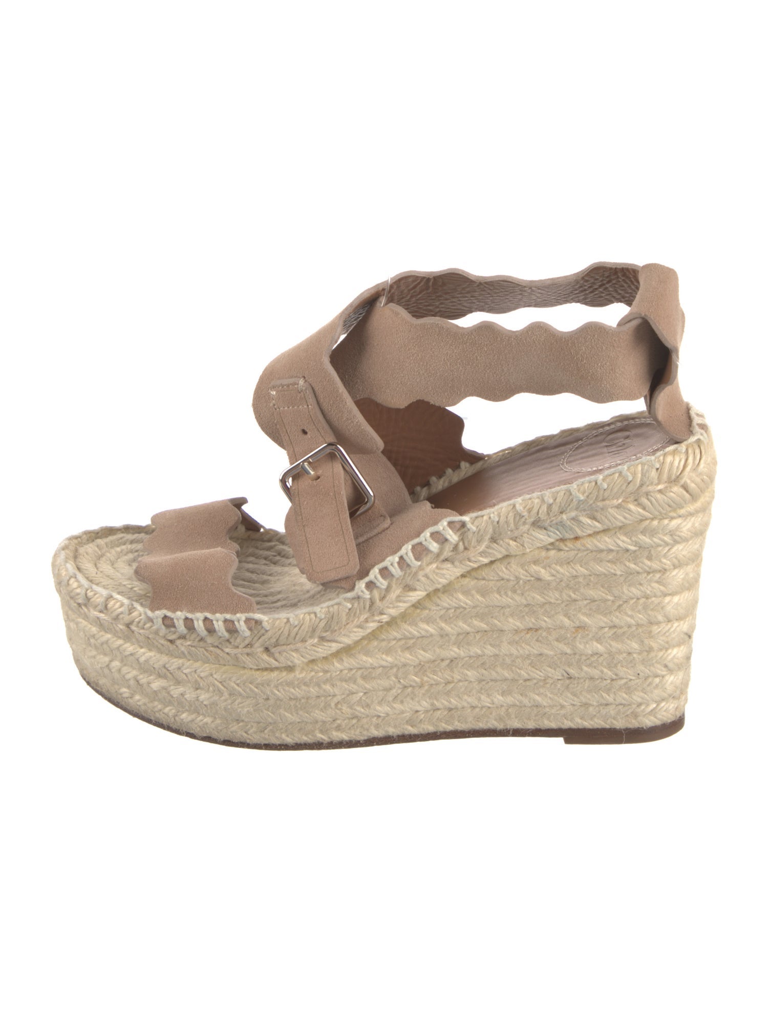 Chloé Suede Scalloped Accent Espadrilles