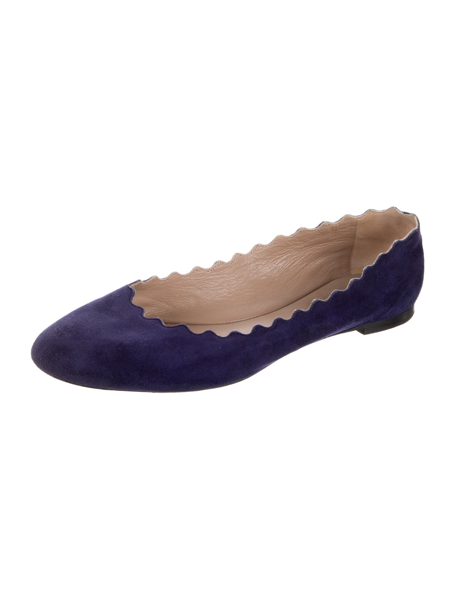 Chloé Suede Scalloped Accent Ballet Flats