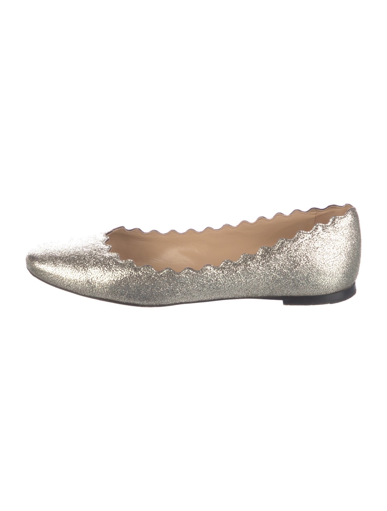 Chloé Leather Scalloped Accent Ballet Flats