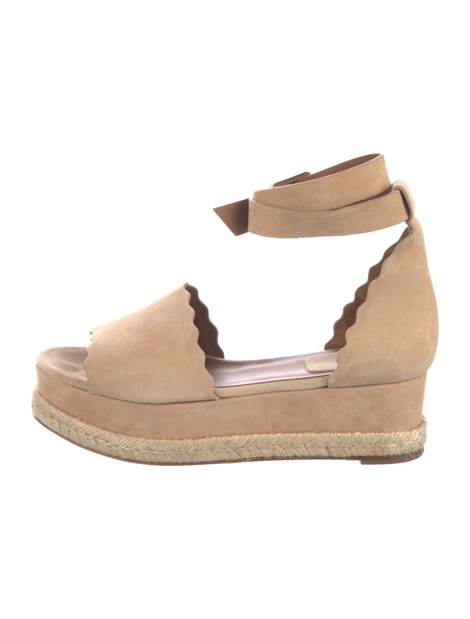 Chloé Suede Scalloped Accent Espadrilles
