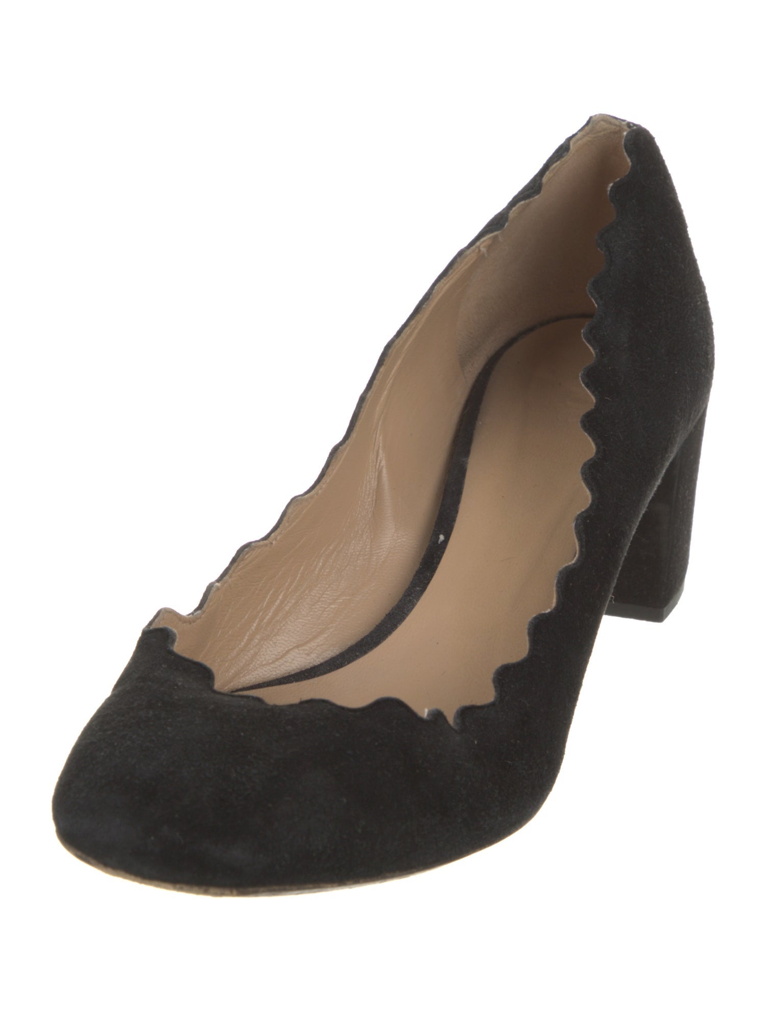 Chloé Suede Scalloped Accent Pumps