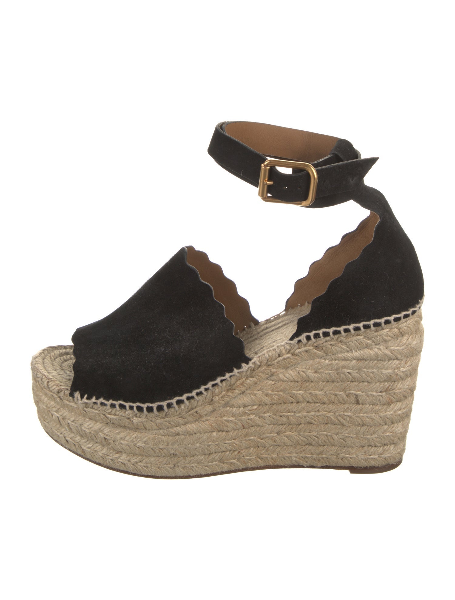 Chloé Suede Scalloped Accent Espadrilles