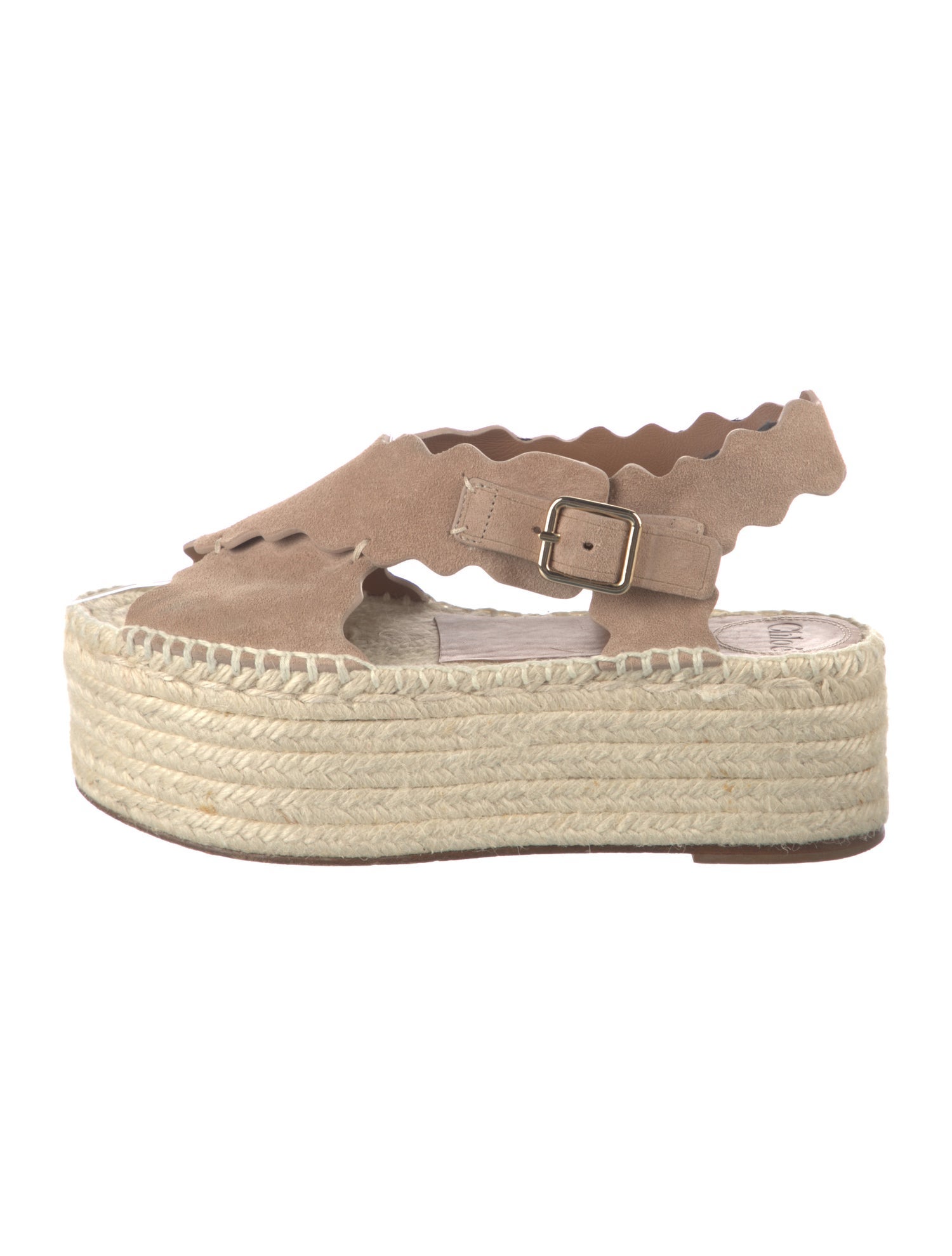 Chloé Suede Whipstitch Trim Espadrilles