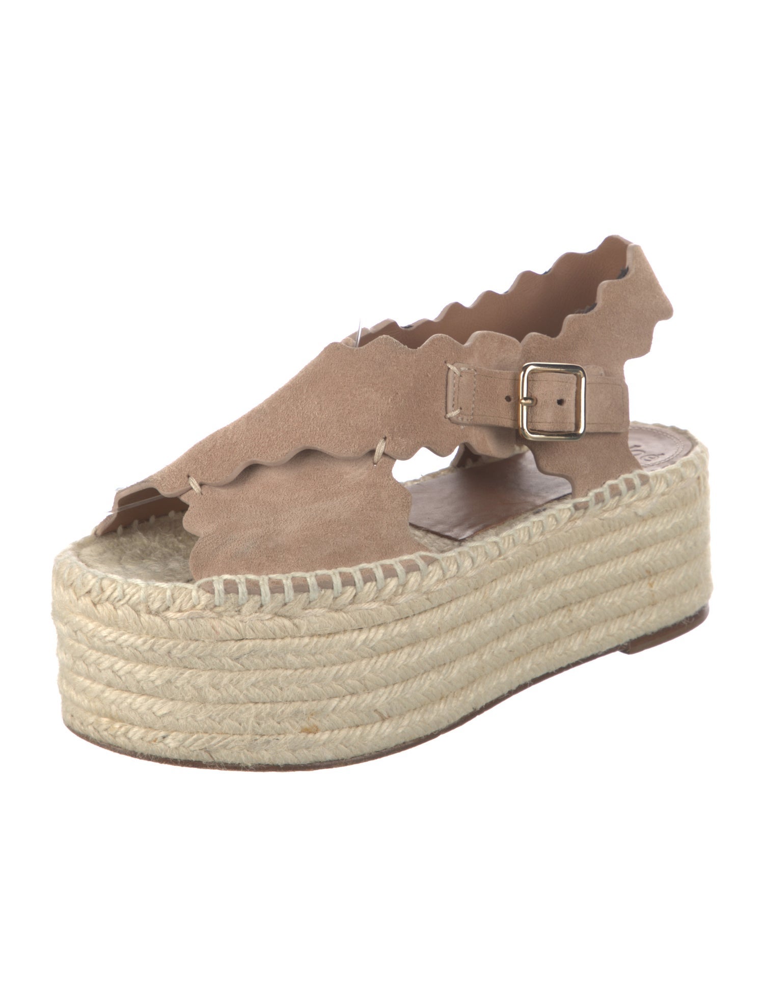 Chloé Suede Whipstitch Trim Espadrilles