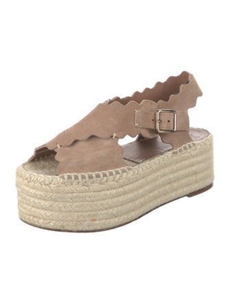 Chloé Suede Whipstitch Trim Espadrilles