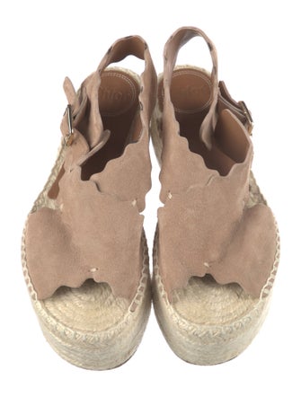 Chloé Suede Whipstitch Trim Espadrilles