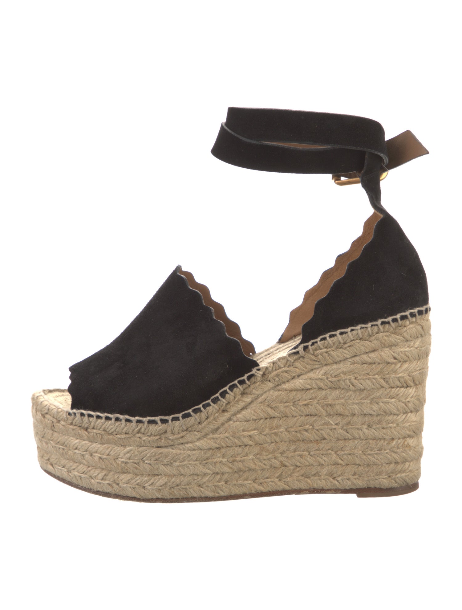 Chloé Suede Scalloped Accent D'Orsay Pumps